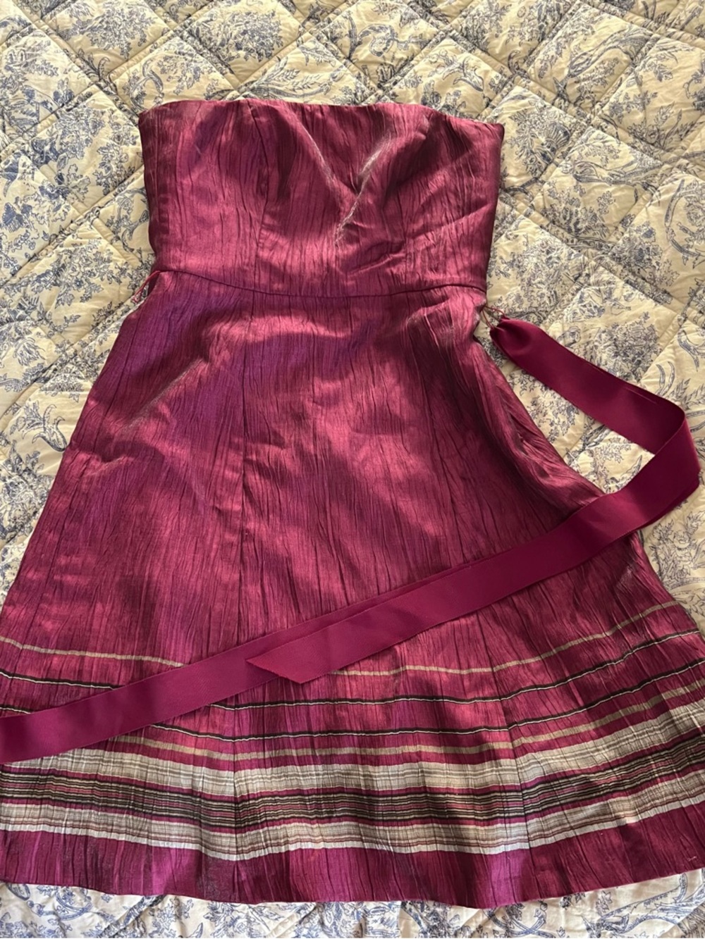 INC International Concepts Strapless Plum A-Line Dress with Ribbon